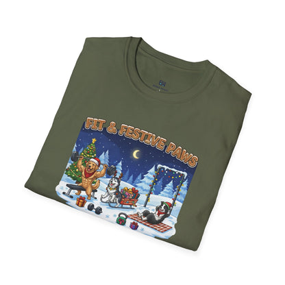 Merry Liftmas Fit & Festive Paws Dog Gym Holiday T-Shirt