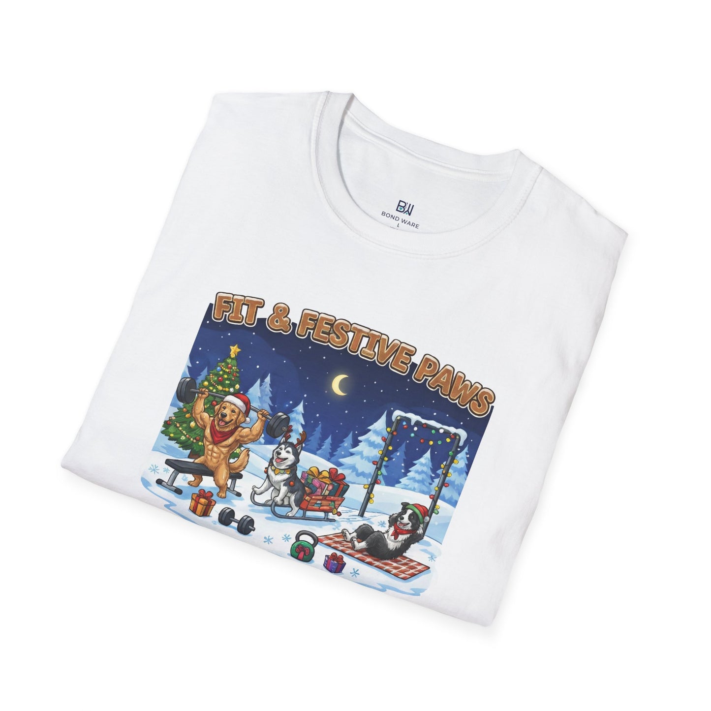 Merry Liftmas Fit & Festive Paws Dog Gym Holiday T-Shirt