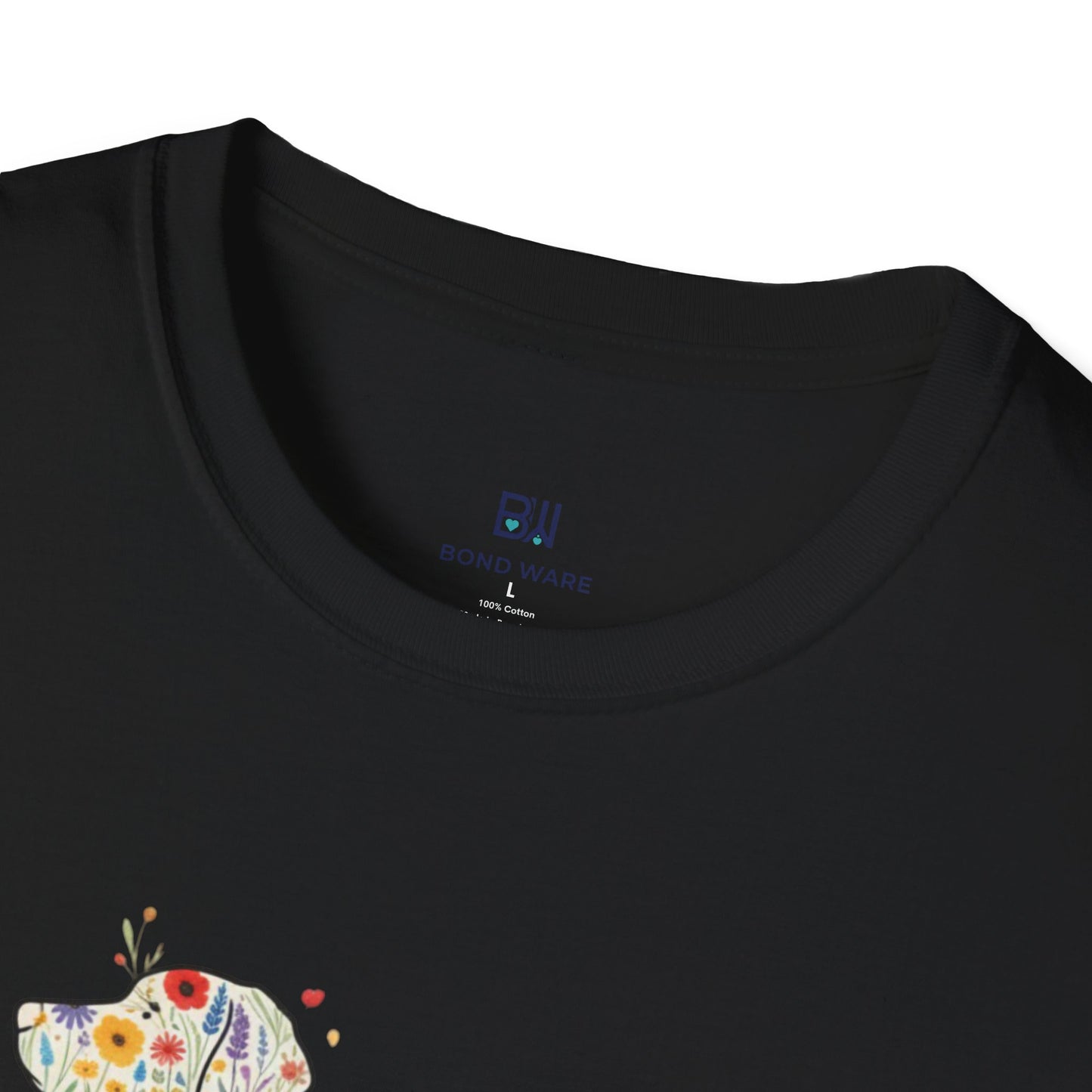 "Dog in Bloom" Floral Art T-Shirt