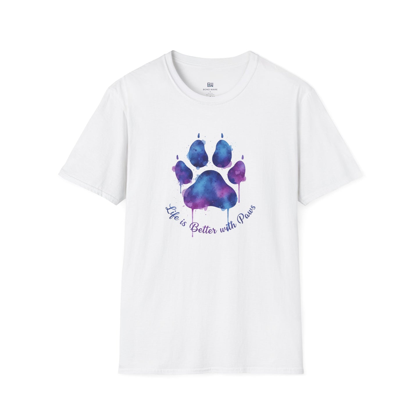 "Life is Better with Paws" Watercolor Paw Tee