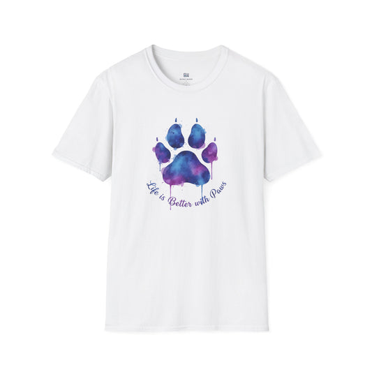 "Life is Better with Paws" Watercolor Paw Tee