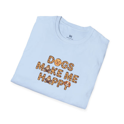 "Dogs Make Me Happy" Cute Cartoon Dog Tee