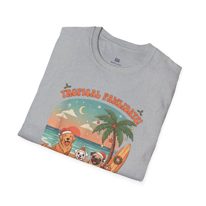 Cute Dogs on Beach Tropical Christmas Holiday T-Shirt