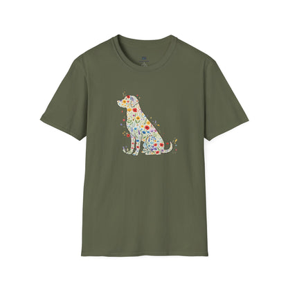 "Dog in Bloom" Floral Art T-Shirt