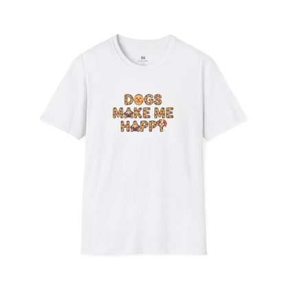 "Dogs Make Me Happy" Cute Cartoon Dog Tee