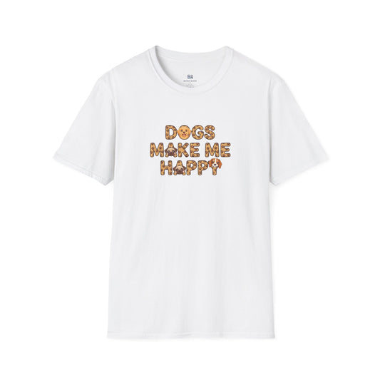 "Dogs Make Me Happy" Cute Cartoon Dog Tee