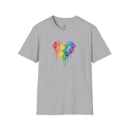 Colorful Paw Print Heart Graphic Tee