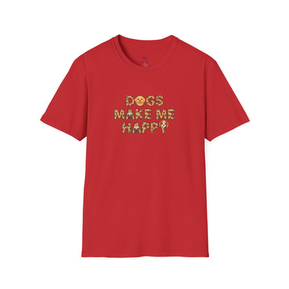 "Dogs Make Me Happy" Cute Cartoon Dog Tee