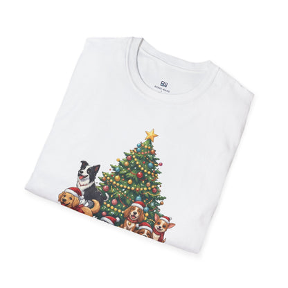 Christmas Dog Squad Tree Santa Hat Holiday T-Shirt
