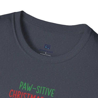 "Paw-sitive Christmas Vibes" Holiday Dog T-Shirt