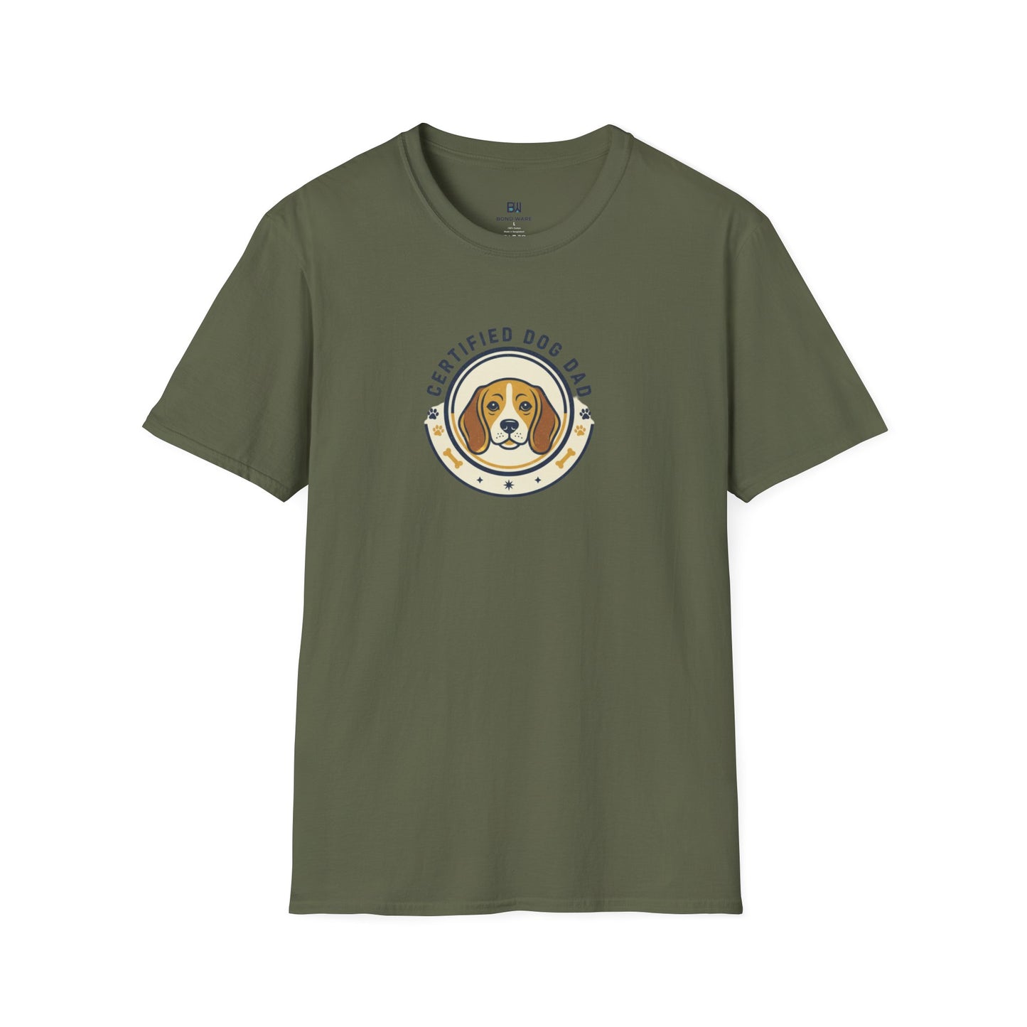 "Certified Dog Dad" Retro-Style Badge T-Shirt