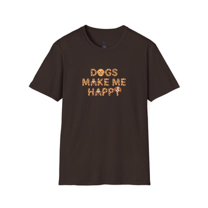 "Dogs Make Me Happy" Cute Cartoon Dog Tee