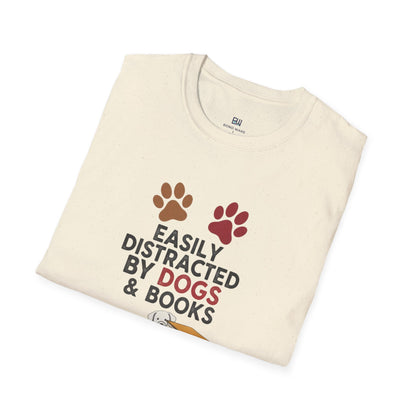 "Easily Distracted By Dogs & Books" Graphic Tee