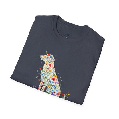 "Dog in Bloom" Floral Art T-Shirt