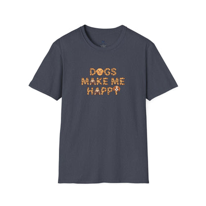 "Dogs Make Me Happy" Cute Cartoon Dog Tee