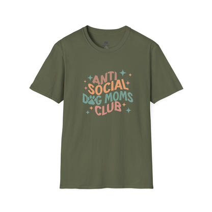 Anti Social Dog Moms Club" Retro T-Shirt