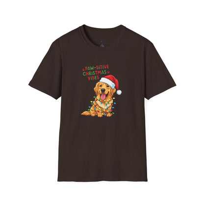 Adorable "Paw-sitive Christmas Vibes" Pup Tee