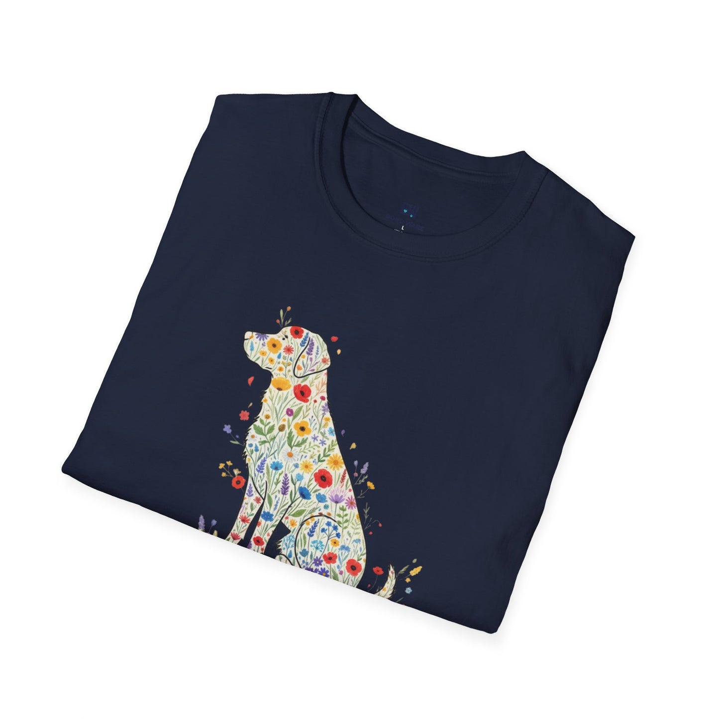 "Dog in Bloom" Floral Art T-Shirt
