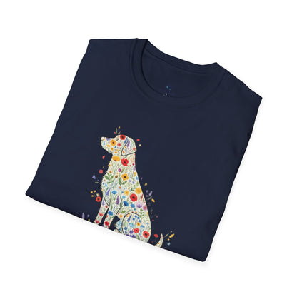 "Dog in Bloom" Floral Art T-Shirt