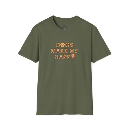 "Dogs Make Me Happy" Cute Cartoon Dog Tee