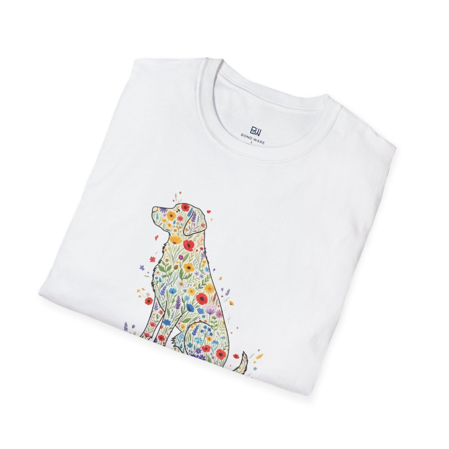"Dog in Bloom" Floral Art T-Shirt