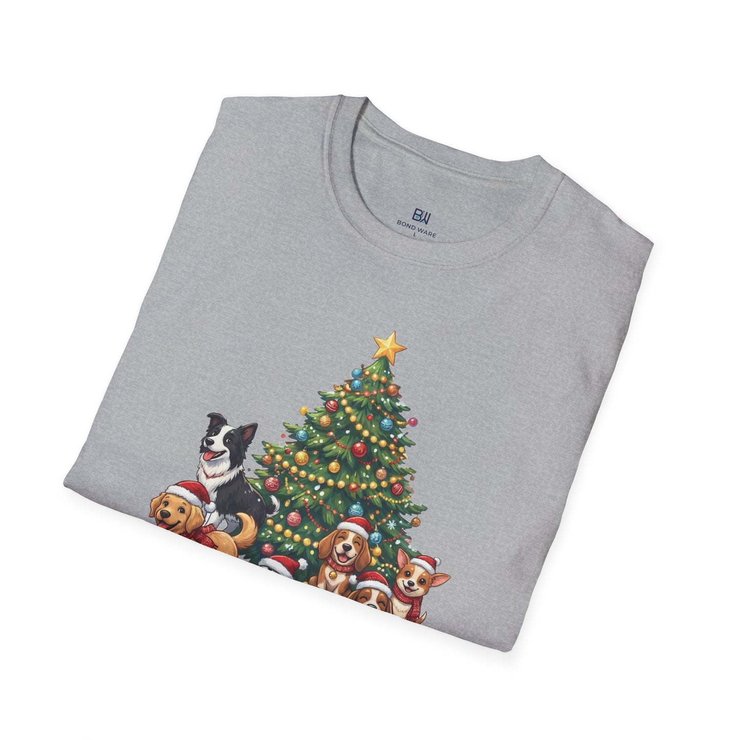 Christmas Dog Squad Tree Santa Hat Holiday T-Shirt