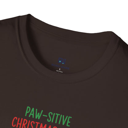 "Paw-sitive Christmas Vibes" Holiday Dog T-Shirt