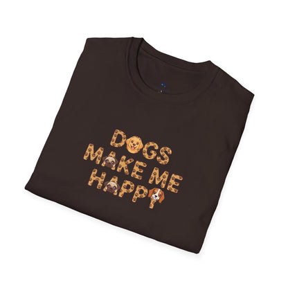 "Dogs Make Me Happy" Cute Cartoon Dog Tee
