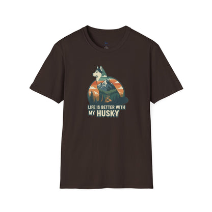 Retro "Life Is Better With My Husky" T-Shirt