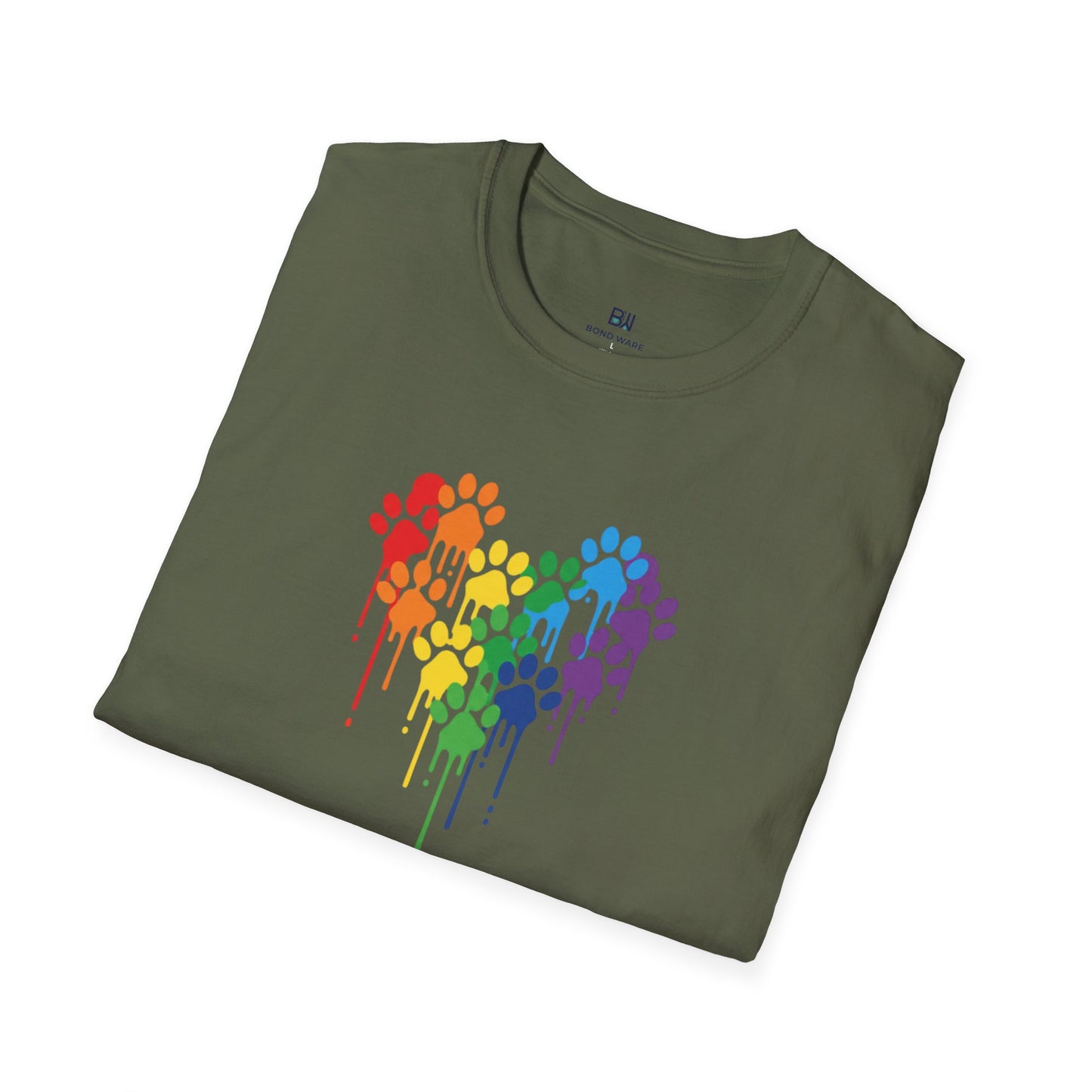 Colorful Paw Print Heart Graphic Tee
