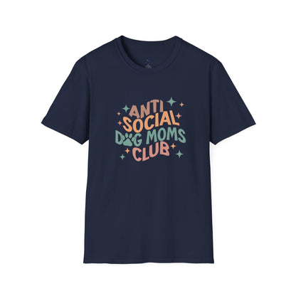Anti Social Dog Moms Club" Retro T-Shirt
