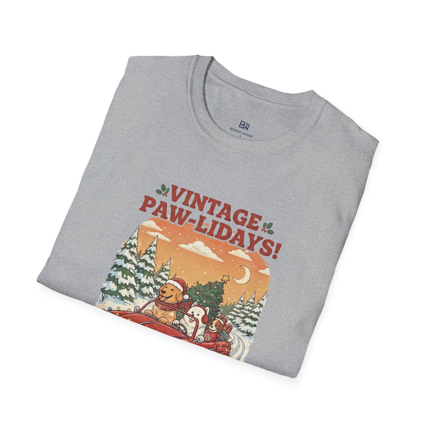 Vintage Paw-lidays Retro Christmas Dog Lover Holiday T-Shirt