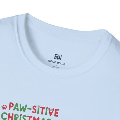 Adorable "Paw-sitive Christmas Vibes" Pup Tee