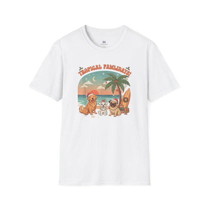 Cute Dogs on Beach Tropical Christmas Holiday T-Shirt