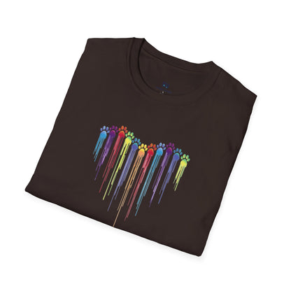 Rainbow "Paws of Love" Dripping Art Tee