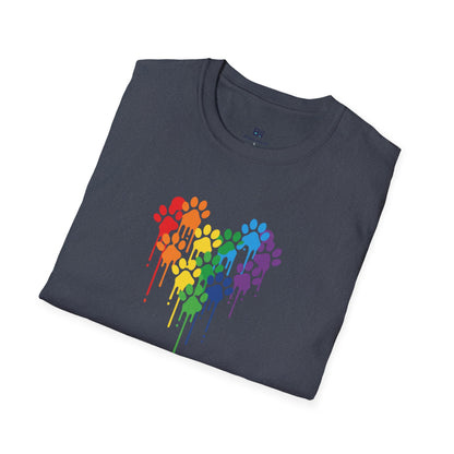 Colorful Paw Print Heart Graphic Tee
