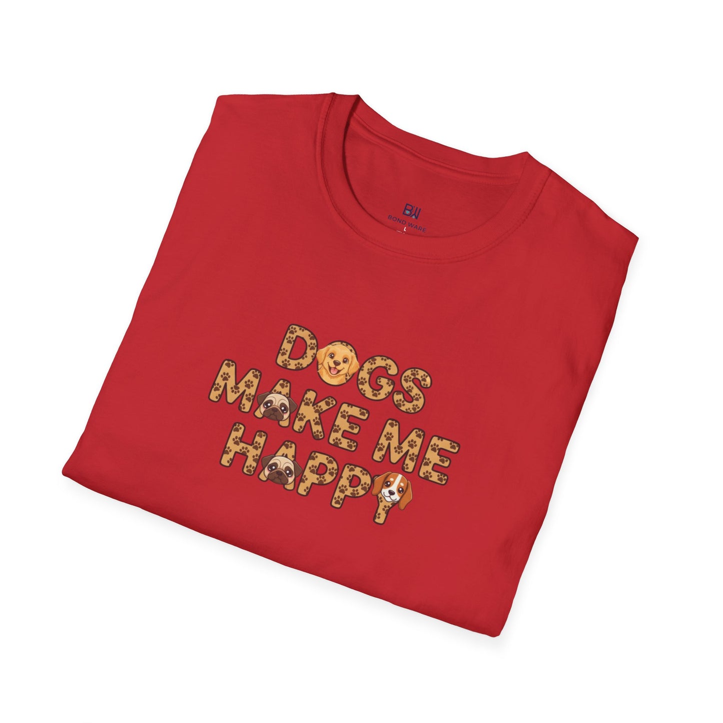 "Dogs Make Me Happy" Cute Cartoon Dog Tee