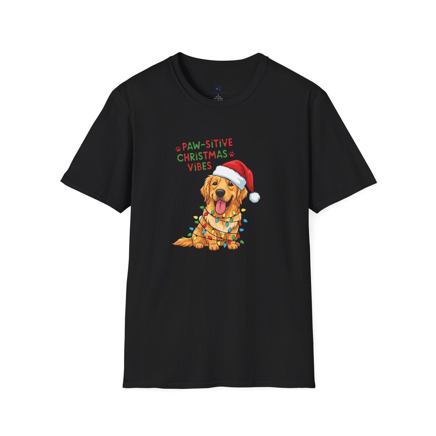 Adorable "Paw-sitive Christmas Vibes" Pup Tee