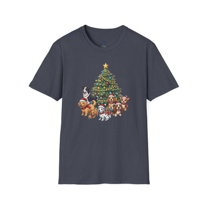 Christmas Dog Squad Tree Santa Hat Holiday T-Shirt