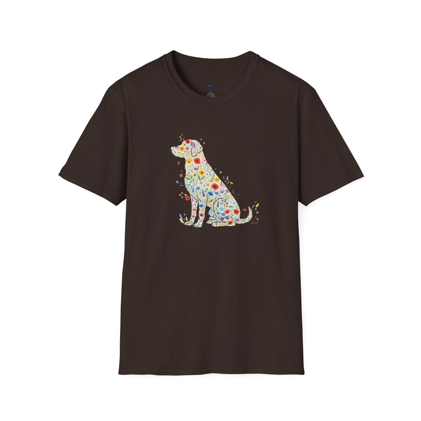 "Dog in Bloom" Floral Art T-Shirt