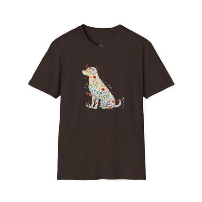 "Dog in Bloom" Floral Art T-Shirt