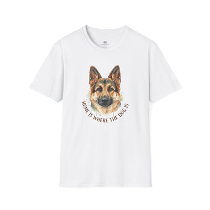 "Home is Where the Dog Is" Watercolor GSD T-Shirt