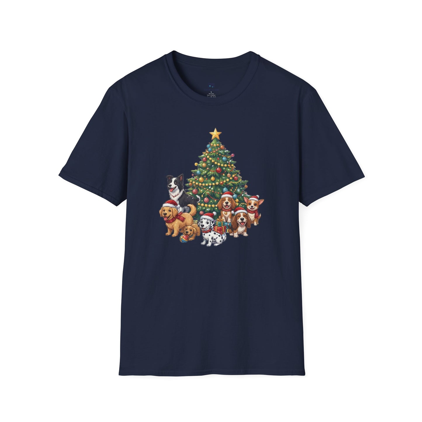 Christmas Dog Squad Tree Santa Hat Holiday T-Shirt