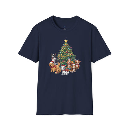 Christmas Dog Squad Tree Santa Hat Holiday T-Shirt