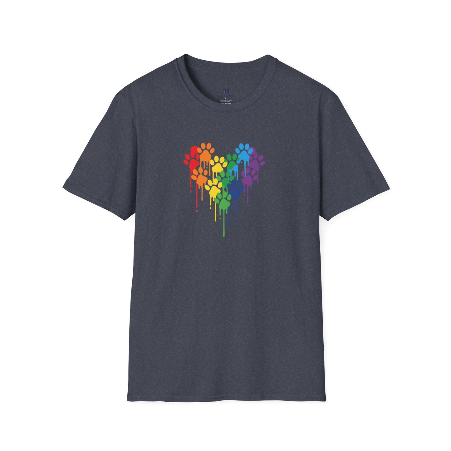 Colorful Paw Print Heart Graphic Tee