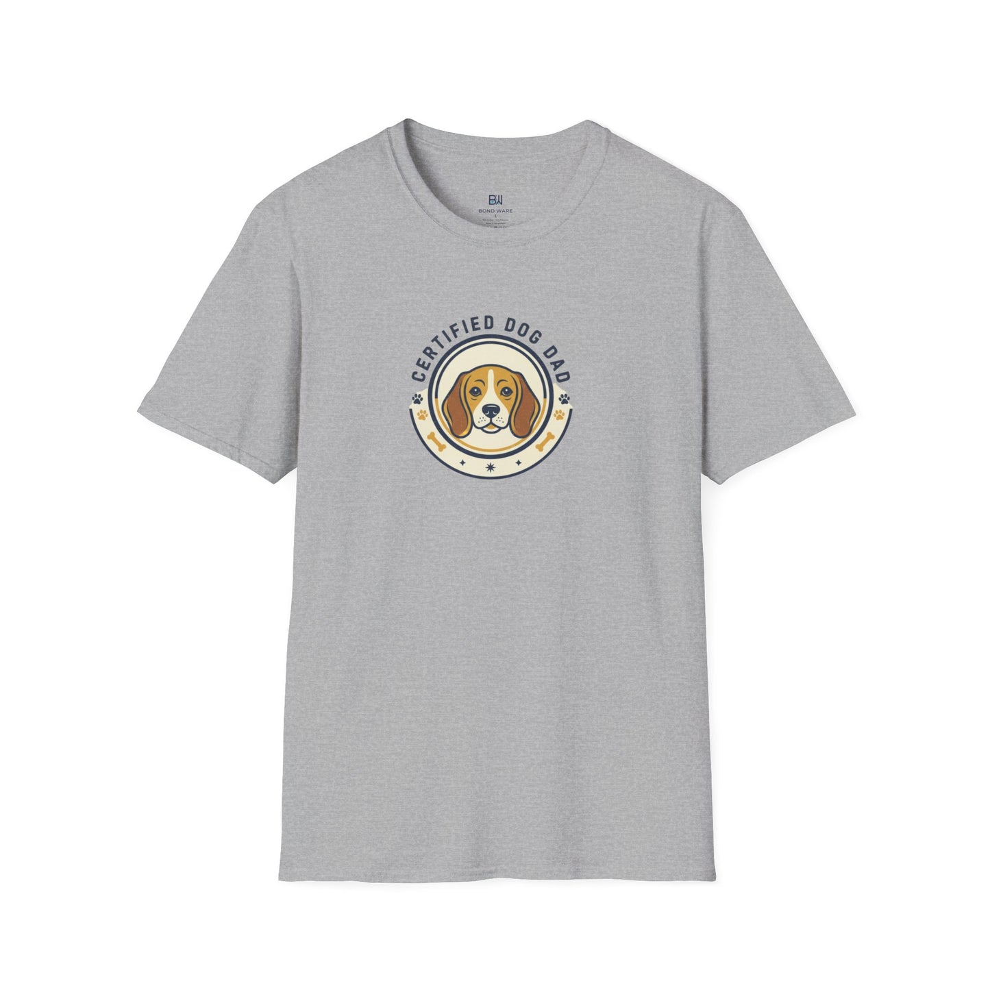 "Certified Dog Dad" Retro-Style Badge T-Shirt
