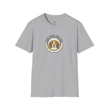"Certified Dog Dad" Retro-Style Badge T-Shirt