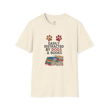 "Easily Distracted By Dogs & Books" Graphic Tee