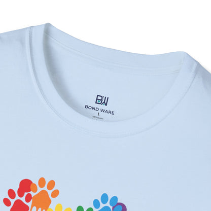 Colorful Paw Print Heart Graphic Tee