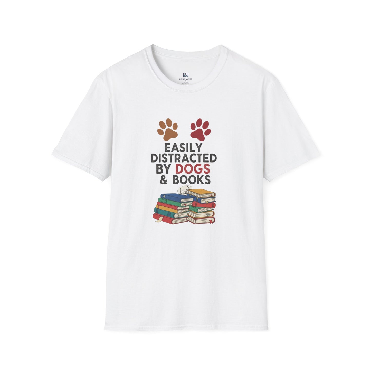 "Easily Distracted By Dogs & Books" Graphic Tee